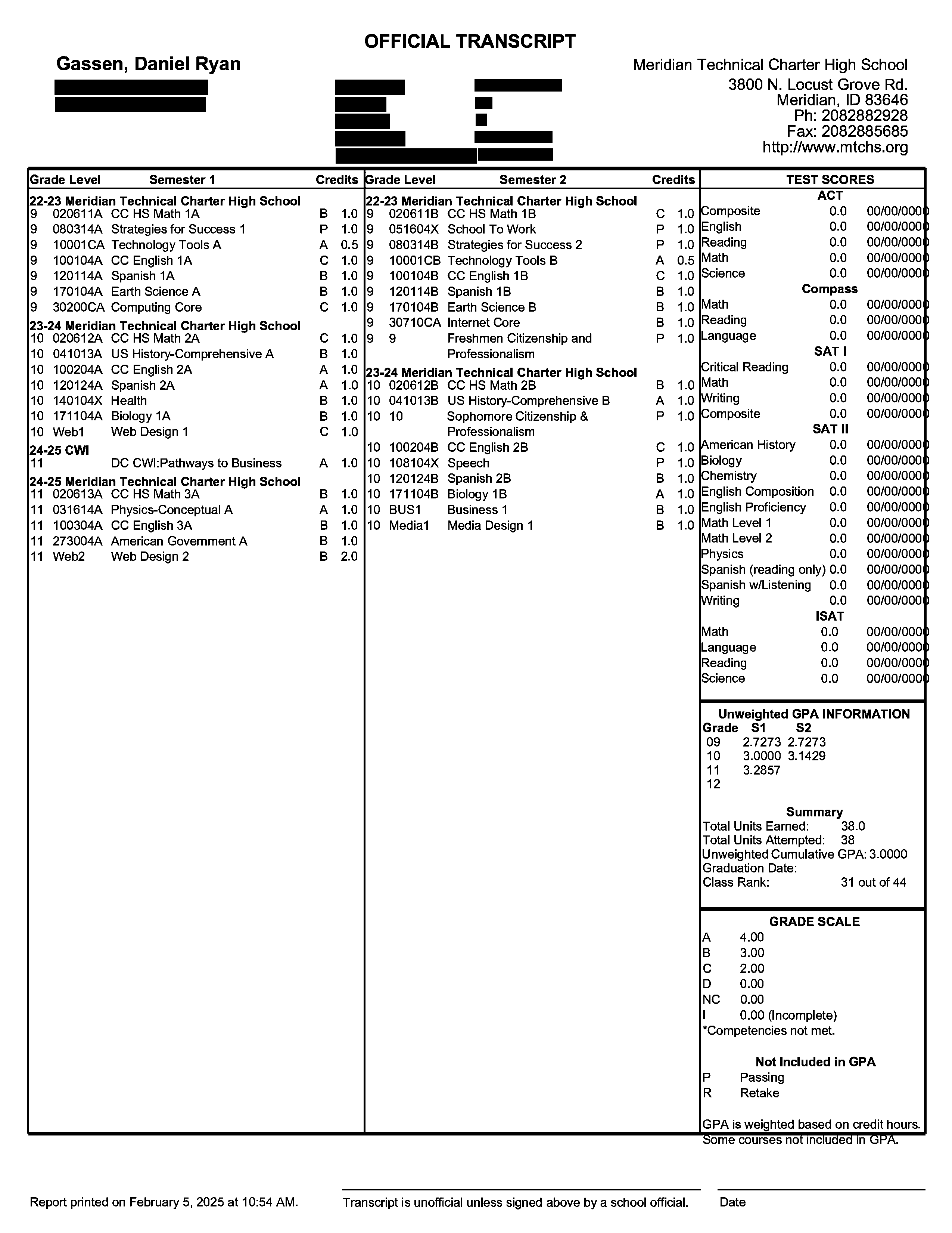 5 Semester Transcript_Redacted